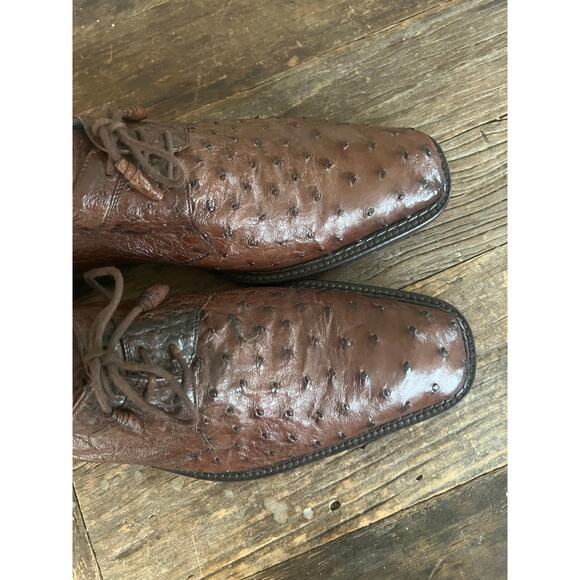 Mezlan Platinum Spain Ostrich Quill Leather Brown Casual Dress Shoes Size 9 M JP main image 12